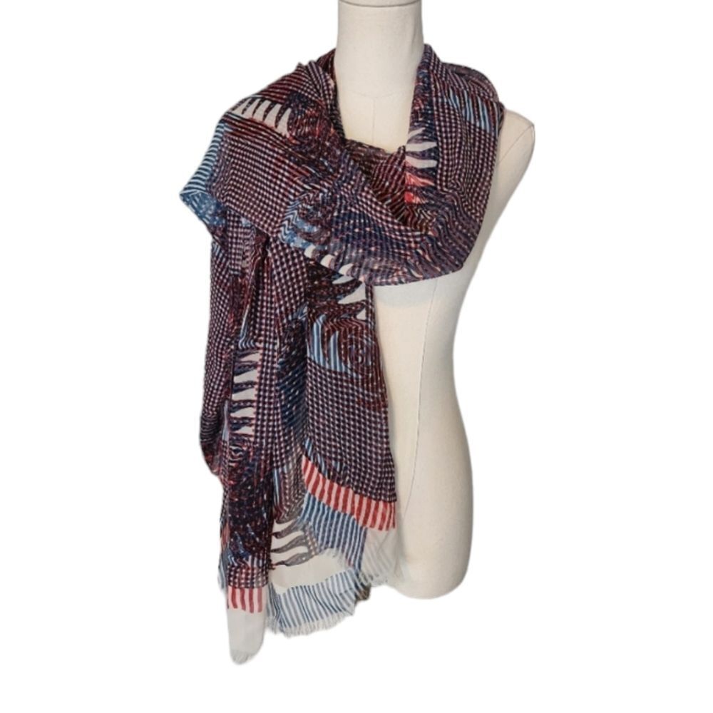 BCBG Red White And Blue sheer scarf